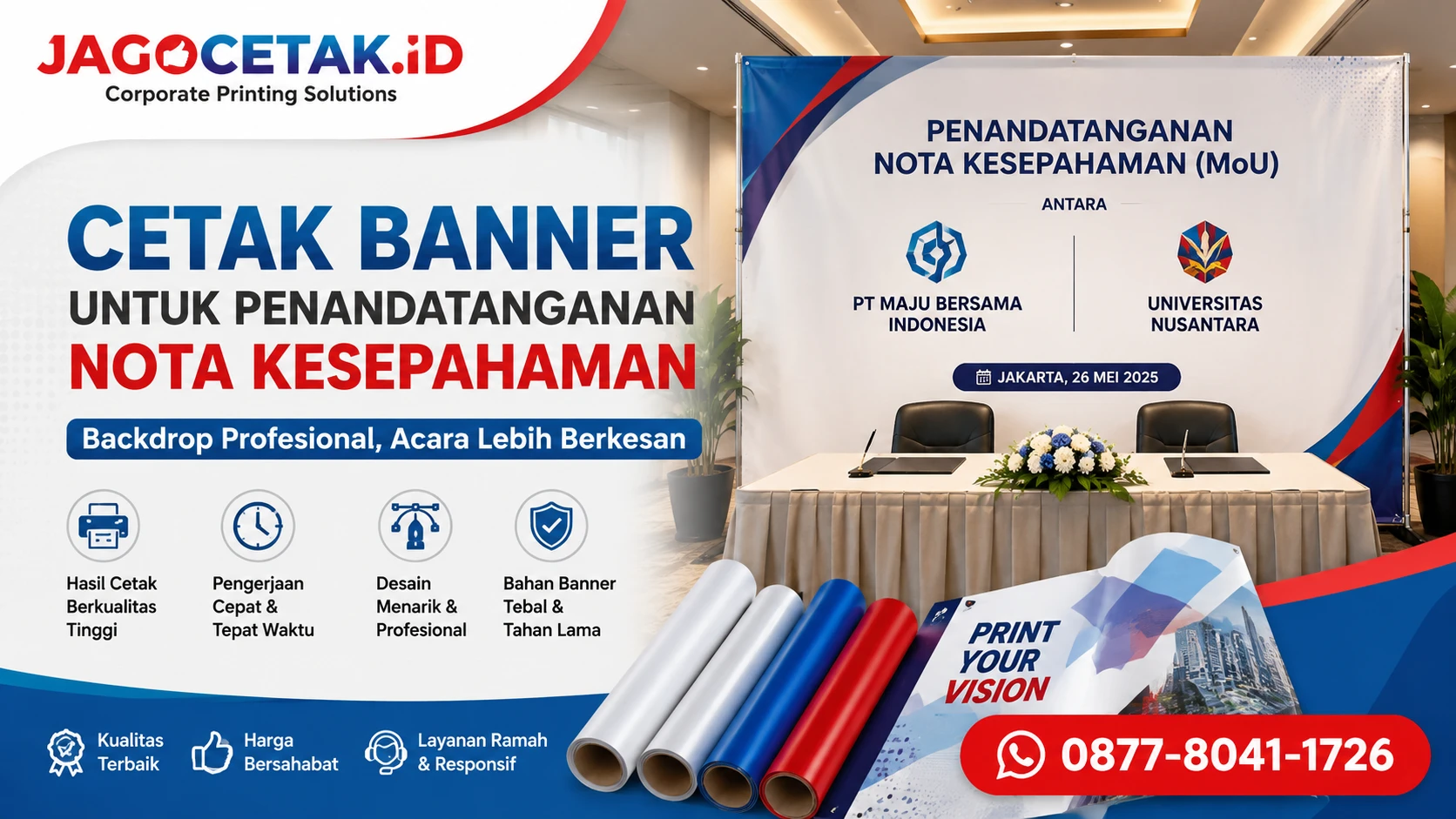 Cetak Banner untuk Penandatanganan Nota Kesepahaman: Panduan EO agar Acara Lebih Profesional
