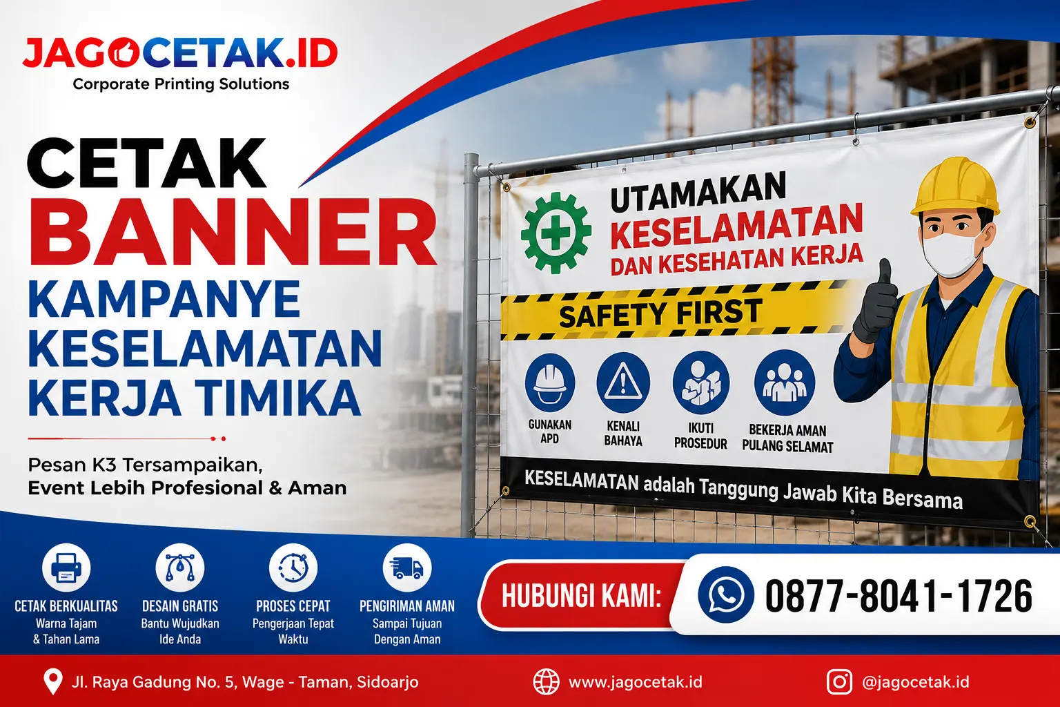 Cetak Banner Kampanye Keselamatan Kerja Timika untuk Event Perusahaan