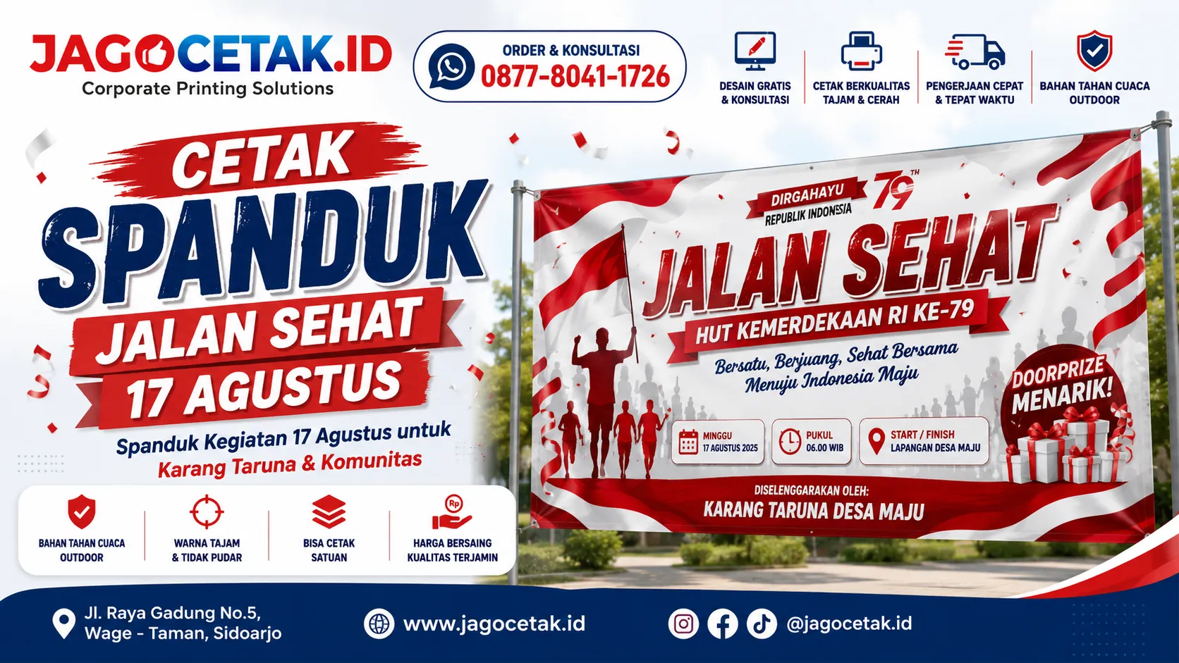 Cetak Spanduk Jalan Sehat 17 Agustus untuk Panitia Karang Taruna
